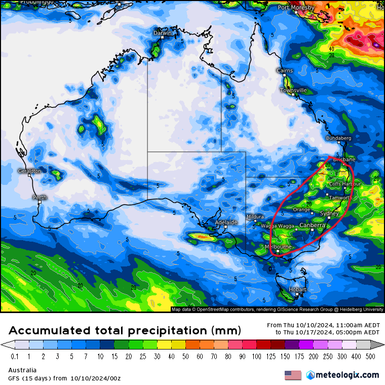 Australian Rain Forecast: 10/10/2024 - 17/10/2024