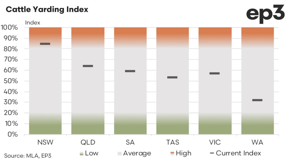 Australian Cattle Yarding index graph: 2024