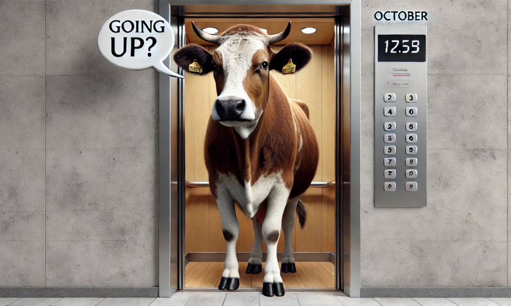 a cow standing in a lift