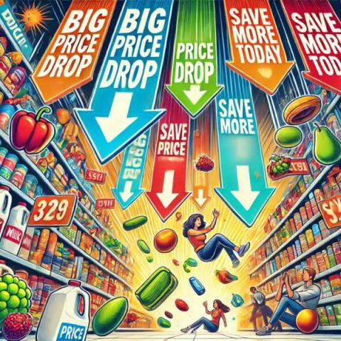 Prices dropping in a supermarket