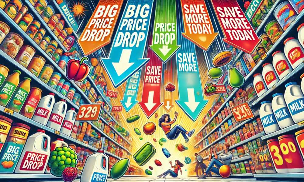 Prices dropping in a supermarket